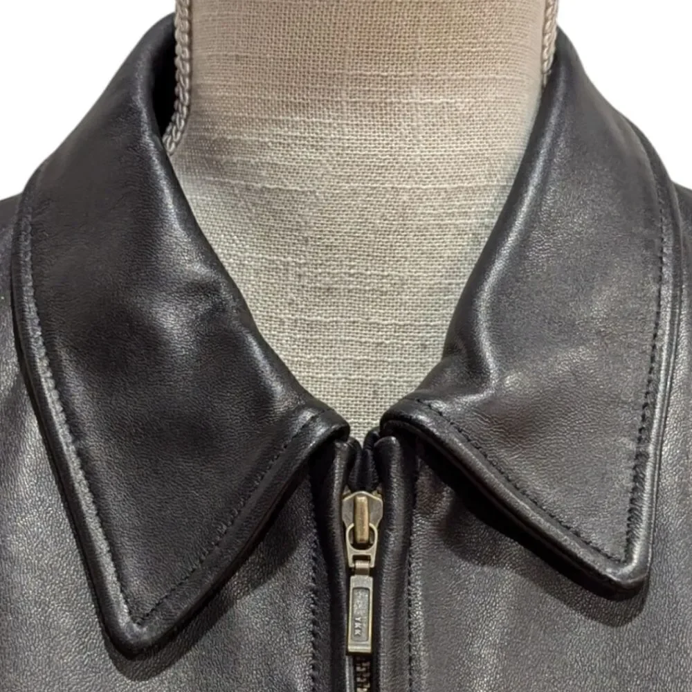 VTG Y2K Golden Bear San Francisco Women's M Leather Hip Length Zipper Jacket